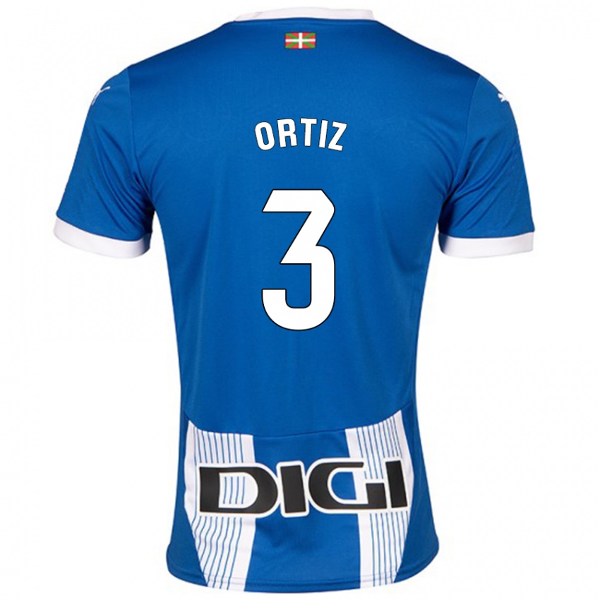 Niño Camiseta Eneko Ortiz #3 Azul 1ª Equipación 2024/25 La Camisa Argentina