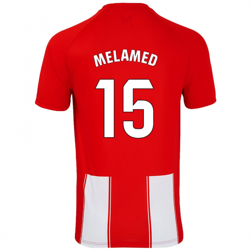 Niño Camiseta Nico Melamed #15 Rojo Blanco 1ª Equipación 2024/25 La Camisa Argentina