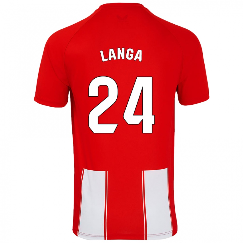 Niño Camiseta Bruno Langa #24 Rojo Blanco 1ª Equipación 2024/25 La Camisa Argentina