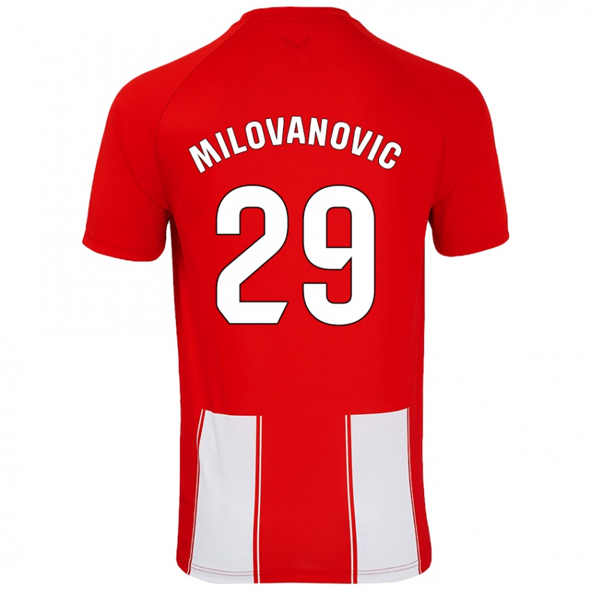 Niño Camiseta Marko Milovanovic #29 Rojo Blanco 1ª Equipación 2024/25 La Camisa Argentina