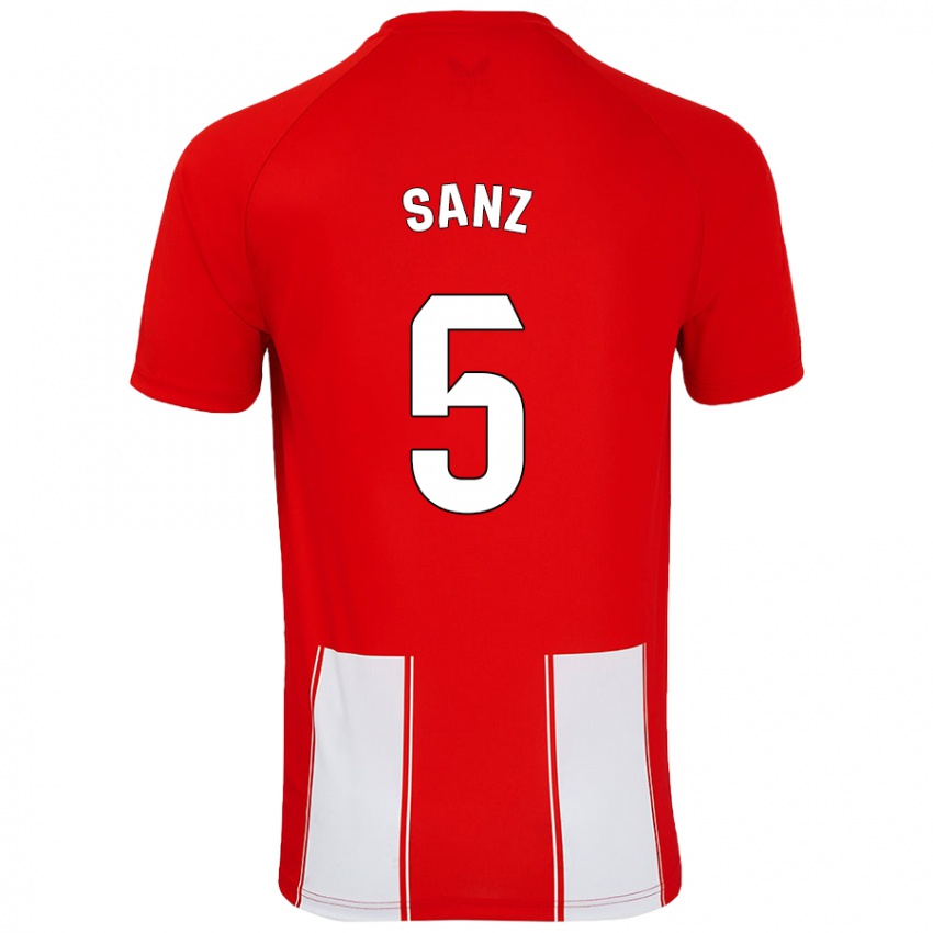 Niño Camiseta Paco Sanz #5 Rojo Blanco 1ª Equipación 2024/25 La Camisa Argentina