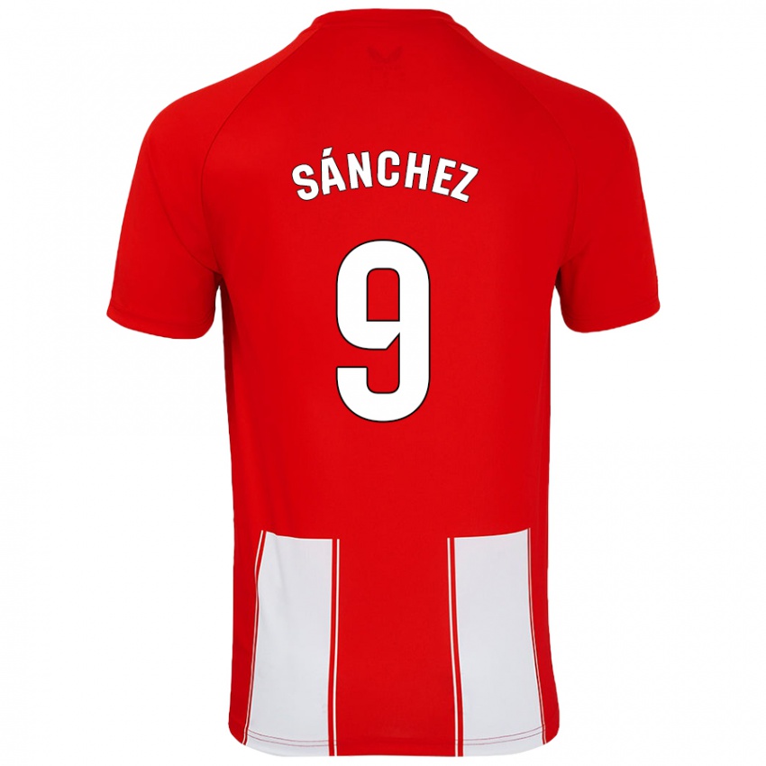 Niño Camiseta Loren Sánchez #9 Rojo Blanco 1ª Equipación 2024/25 La Camisa Argentina