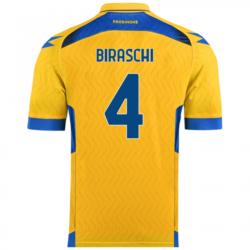 Niño Camiseta Davide Biraschi #4 Amarillo 1ª Equipación 2024/25 La Camisa Argentina