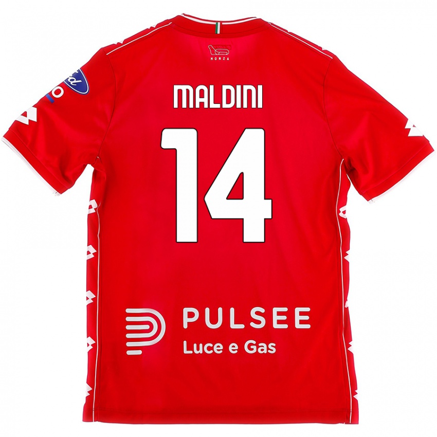 Niño Camiseta Daniel Maldini #14 Rojo Blanco 1ª Equipación 2024/25 La Camisa Argentina