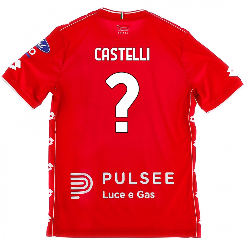 Niño Camiseta Davide Castelli #0 Rojo Blanco 1ª Equipación 2024/25 La Camisa Argentina