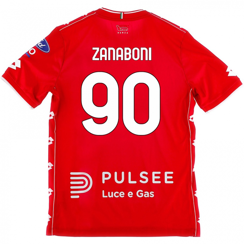 Niño Camiseta Emanuele Zanaboni #90 Rojo Blanco 1ª Equipación 2024/25 La Camisa Argentina