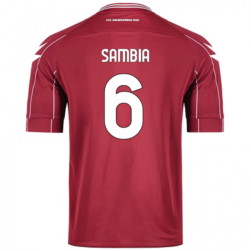 Niño Camiseta Junior Sambia #6 Borgoña 1ª Equipación 2024/25 La Camisa Argentina