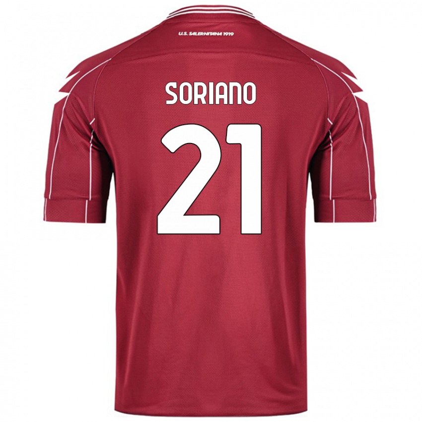 Niño Camiseta Roberto Soriano #21 Borgoña 1ª Equipación 2024/25 La Camisa Argentina