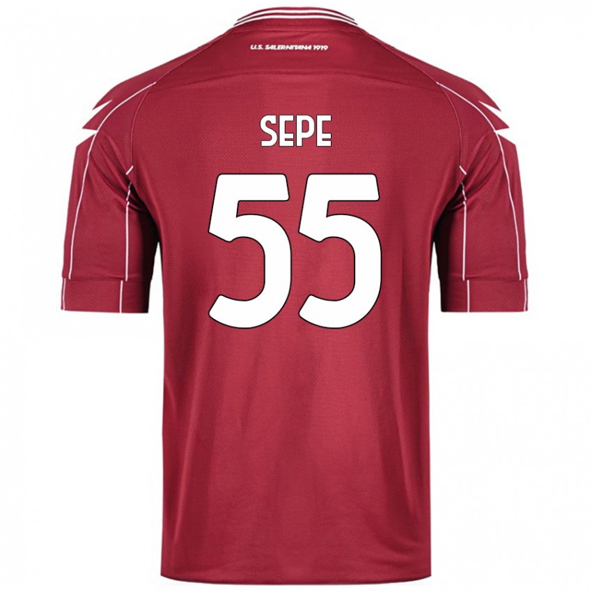 Niño Camiseta Luigi Sepe #55 Borgoña 1ª Equipación 2024/25 La Camisa Argentina