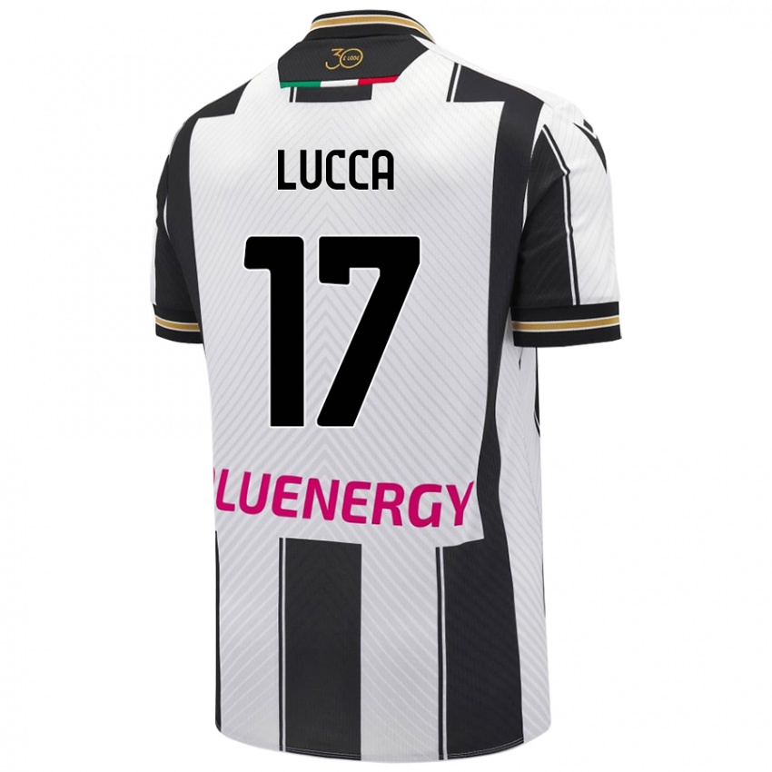 Niño Camiseta Lorenzo Lucca #17 Blanco Negro 1ª Equipación 2024/25 La Camisa Argentina