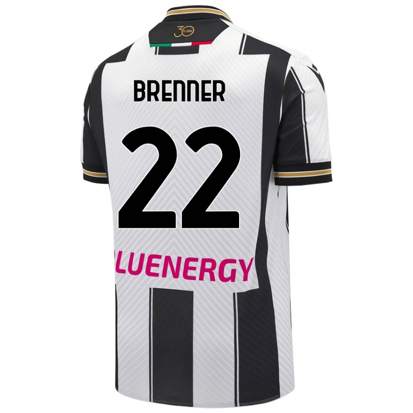 Niño Camiseta Brenner #22 Blanco Negro 1ª Equipación 2024/25 La Camisa Argentina