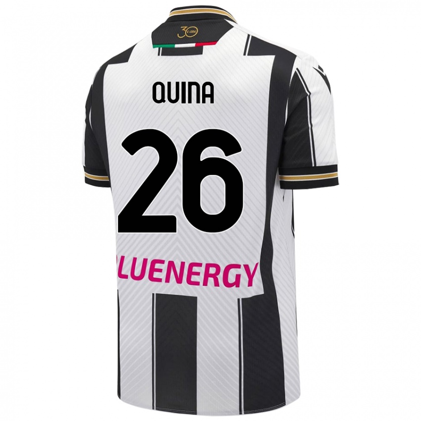 Niño Camiseta Domingos Quina #26 Blanco Negro 1ª Equipación 2024/25 La Camisa Argentina