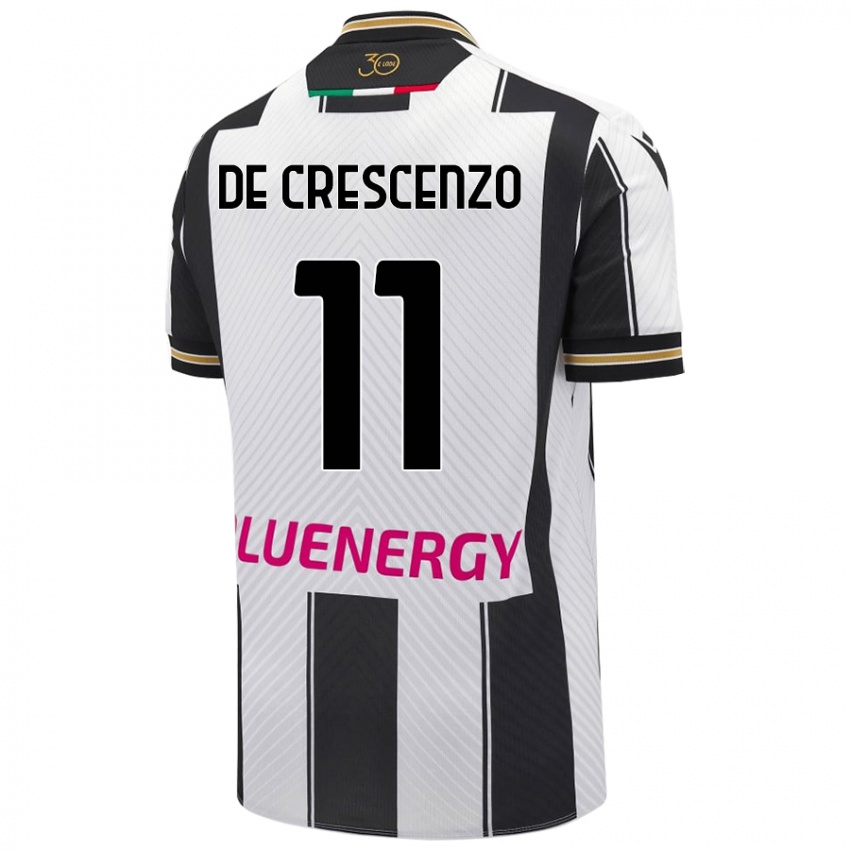 Niño Camiseta Marco De Crescenzo #11 Blanco Negro 1ª Equipación 2024/25 La Camisa Argentina