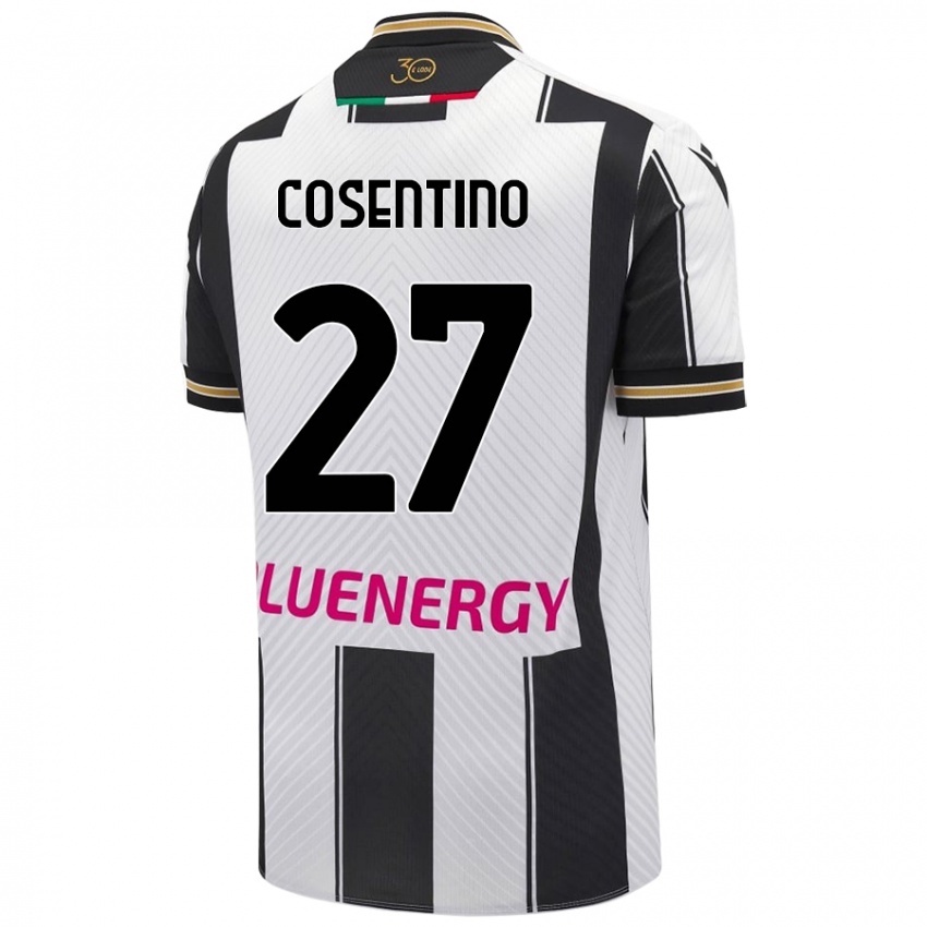 Niño Camiseta Sergio Cosentino #27 Blanco Negro 1ª Equipación 2024/25 La Camisa Argentina