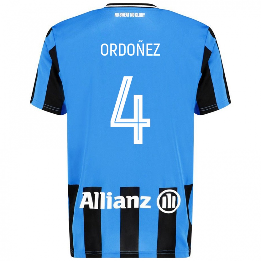 Niño Camiseta Joel Ordóñez #4 Azul Cielo Negro 1ª Equipación 2024/25 La Camisa Argentina