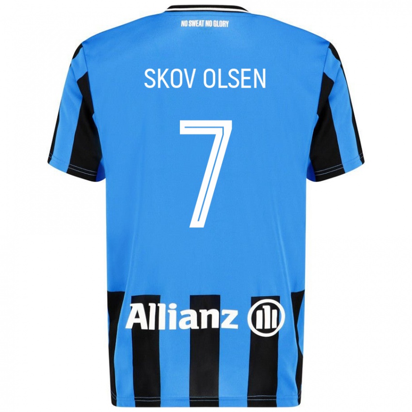 Niño Camiseta Andreas Skov Olsen #7 Azul Cielo Negro 1ª Equipación 2024/25 La Camisa Argentina