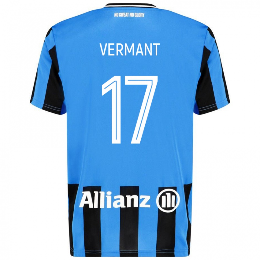 Niño Camiseta Romeo Vermant #17 Azul Cielo Negro 1ª Equipación 2024/25 La Camisa Argentina