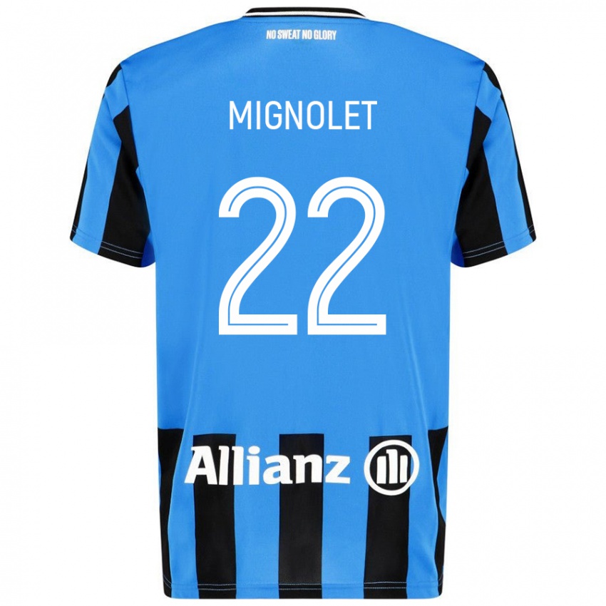 Niño Camiseta Simon Mignolet #22 Azul Cielo Negro 1ª Equipación 2024/25 La Camisa Argentina