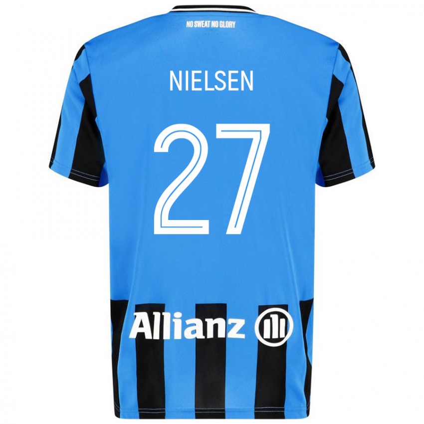 Niño Camiseta Casper Nielsen #27 Azul Cielo Negro 1ª Equipación 2024/25 La Camisa Argentina