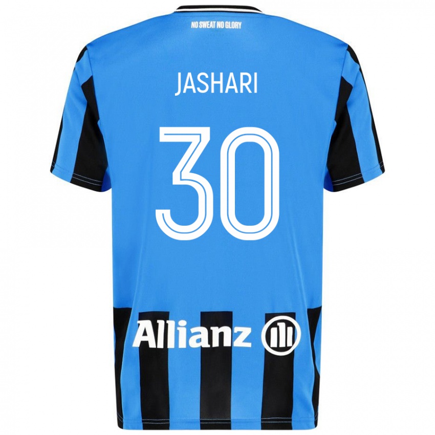 Niño Camiseta Ardon Jashari #30 Azul Cielo Negro 1ª Equipación 2024/25 La Camisa Argentina