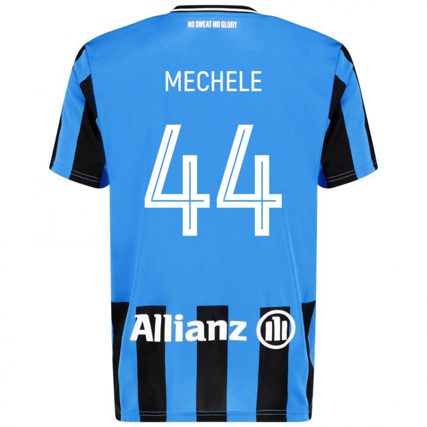 Niño Camiseta Brandon Mechele #44 Azul Cielo Negro 1ª Equipación 2024/25 La Camisa Argentina