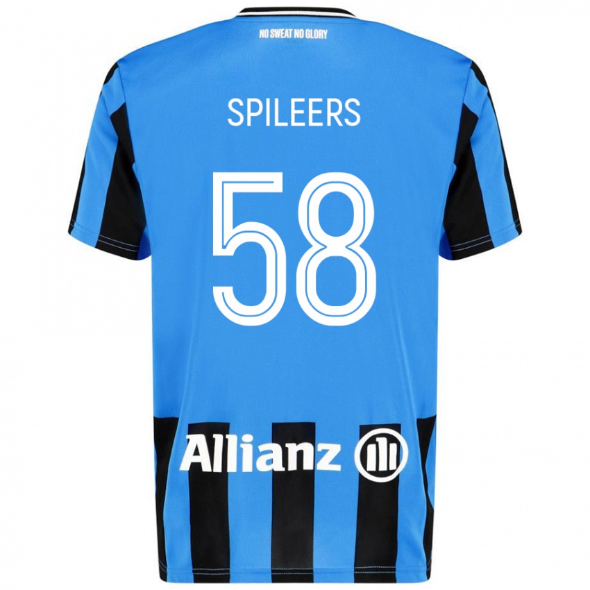 Niño Camiseta Jorne Spileers #58 Azul Cielo Negro 1ª Equipación 2024/25 La Camisa Argentina