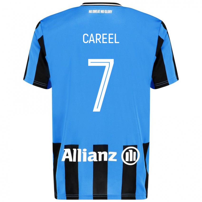 Niño Camiseta Oona Careel #7 Azul Cielo Negro 1ª Equipación 2024/25 La Camisa Argentina