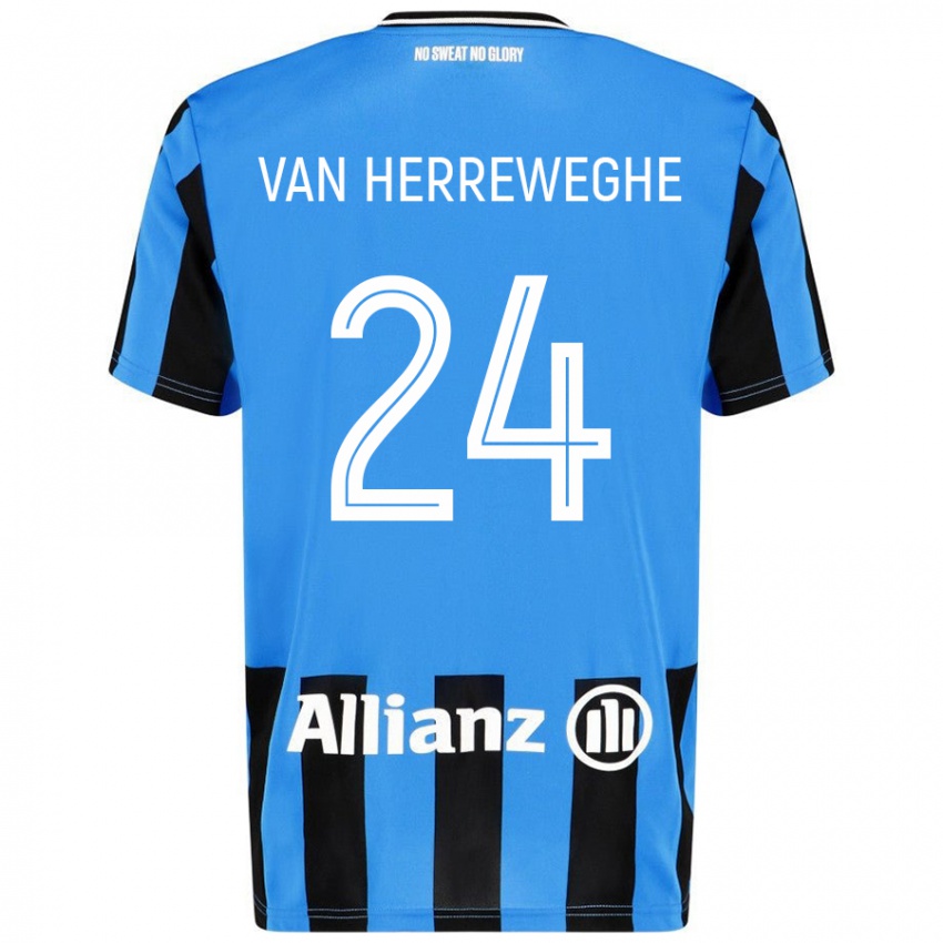 Niño Camiseta Febe Van Herreweghe #24 Azul Cielo Negro 1ª Equipación 2024/25 La Camisa Argentina