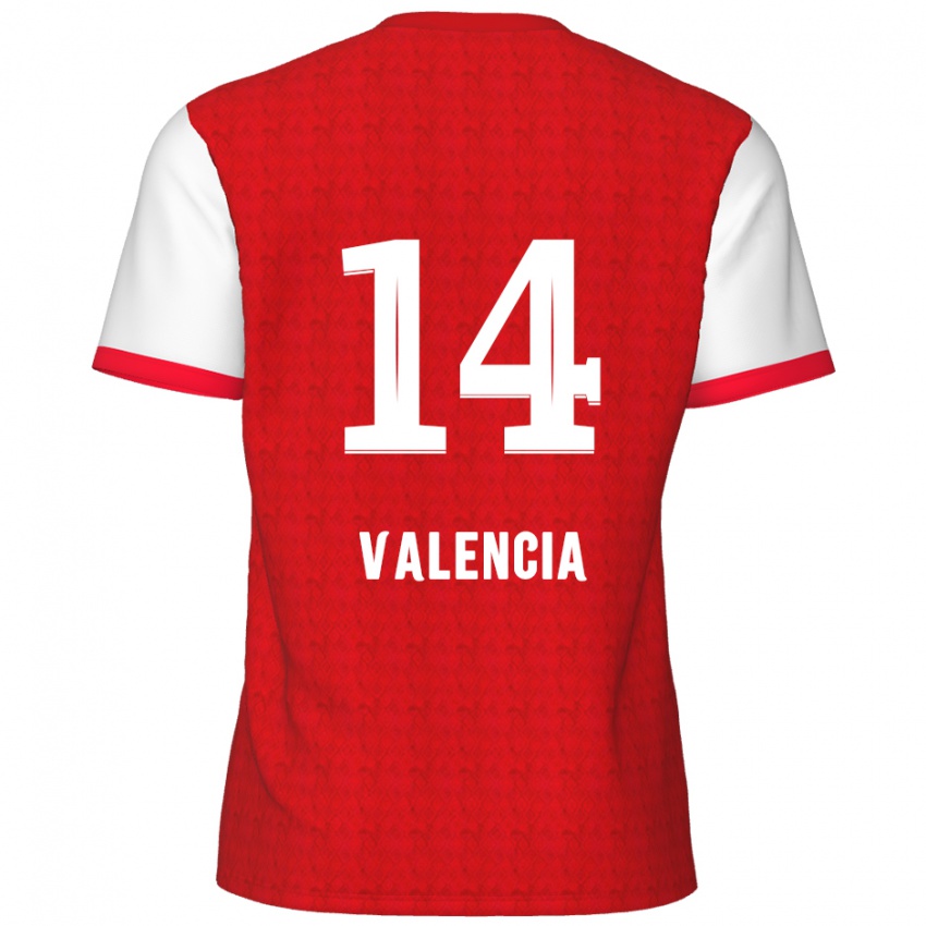 Niño Camiseta Anthony Valencia #14 Rojo Blanco 1ª Equipación 2024/25 La Camisa Argentina