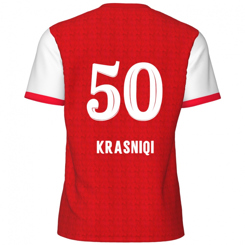 Niño Camiseta Laurit Krasniqi #50 Rojo Blanco 1ª Equipación 2024/25 La Camisa Argentina