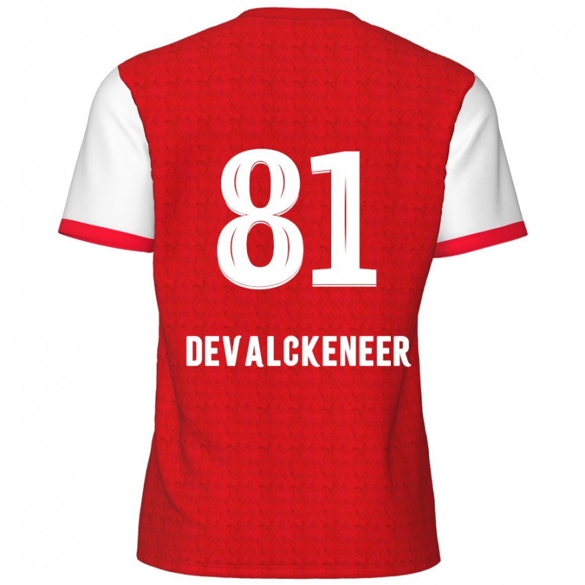 Niño Camiseta Niels Devalckeneer #81 Rojo Blanco 1ª Equipación 2024/25 La Camisa Argentina