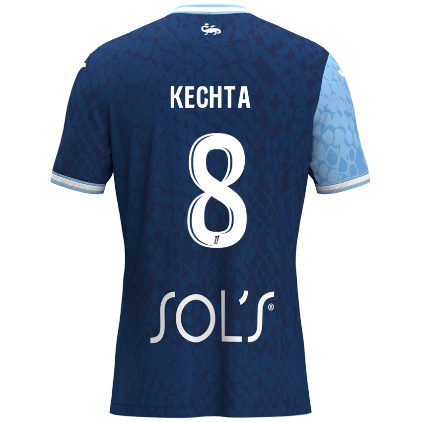 Niño Camiseta Yassine Kechta #8 Azul Cielo Azul Oscuro 1ª Equipación 2024/25 La Camisa Argentina