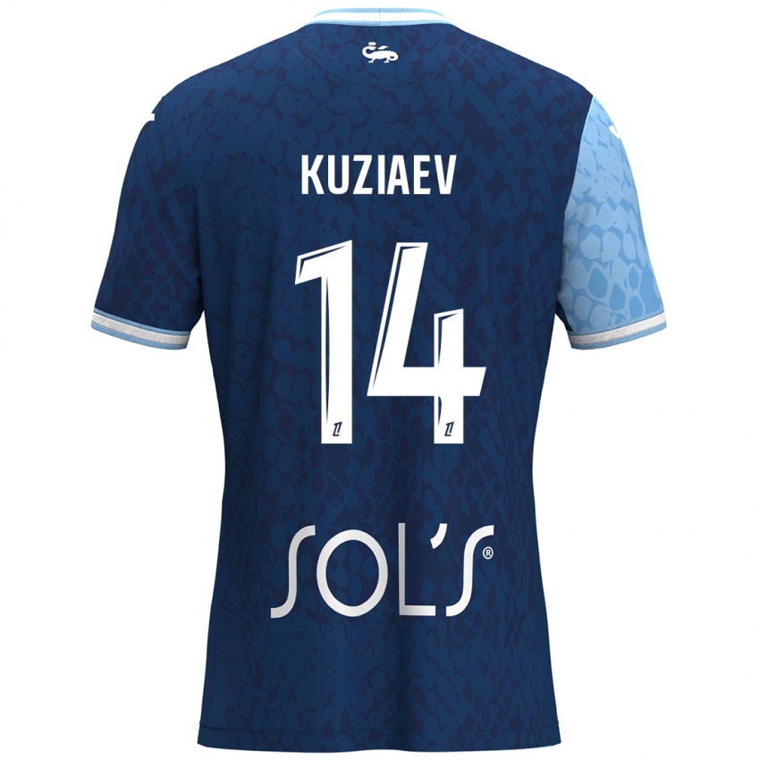 Niño Camiseta Daler Kuzyaev #14 Azul Cielo Azul Oscuro 1ª Equipación 2024/25 La Camisa Argentina