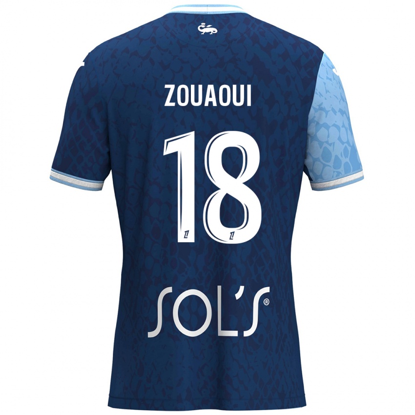 Niño Camiseta Yanis Zouaoui #18 Azul Cielo Azul Oscuro 1ª Equipación 2024/25 La Camisa Argentina