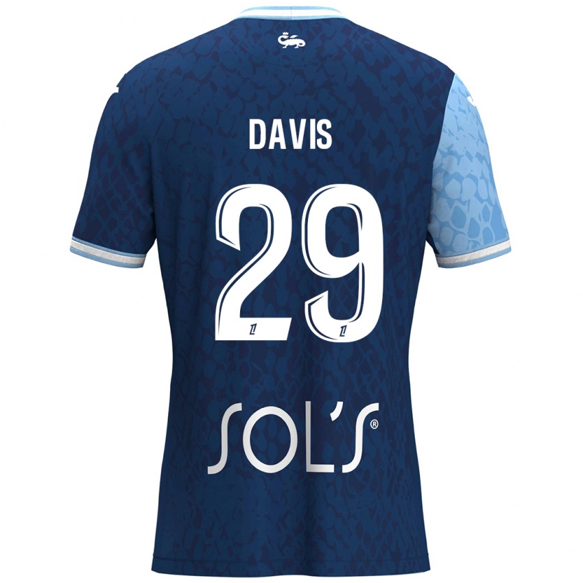 Niño Camiseta Deja Davis #29 Azul Cielo Azul Oscuro 1ª Equipación 2024/25 La Camisa Argentina