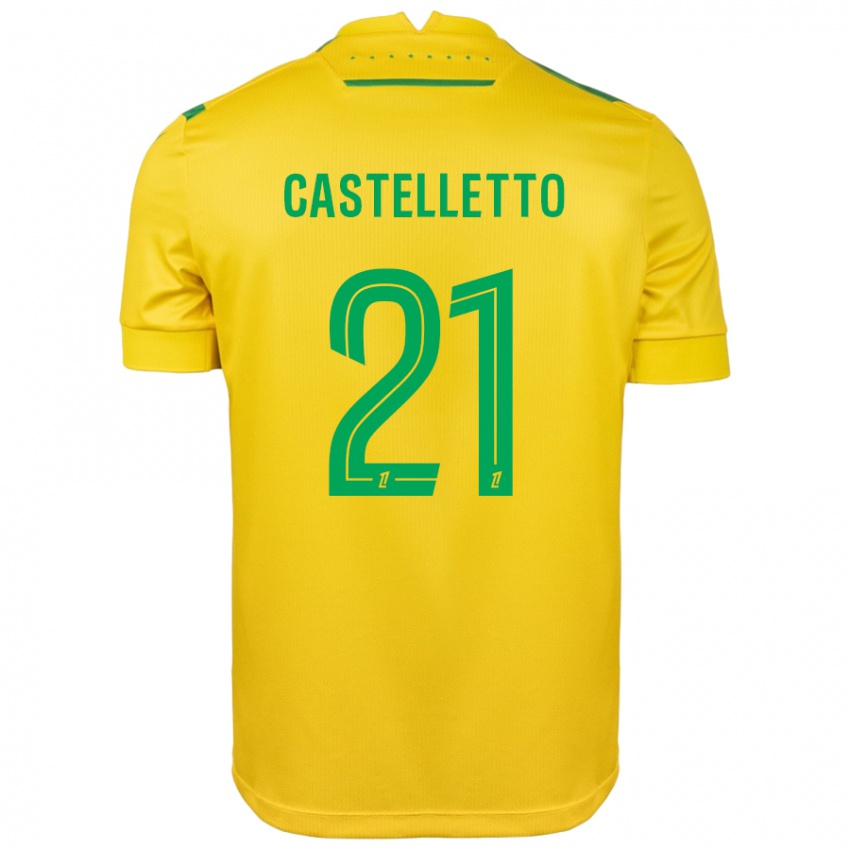 Niño Camiseta Jean-Charles Castelletto #21 Amarillo Verde 1ª Equipación 2024/25 La Camisa Argentina