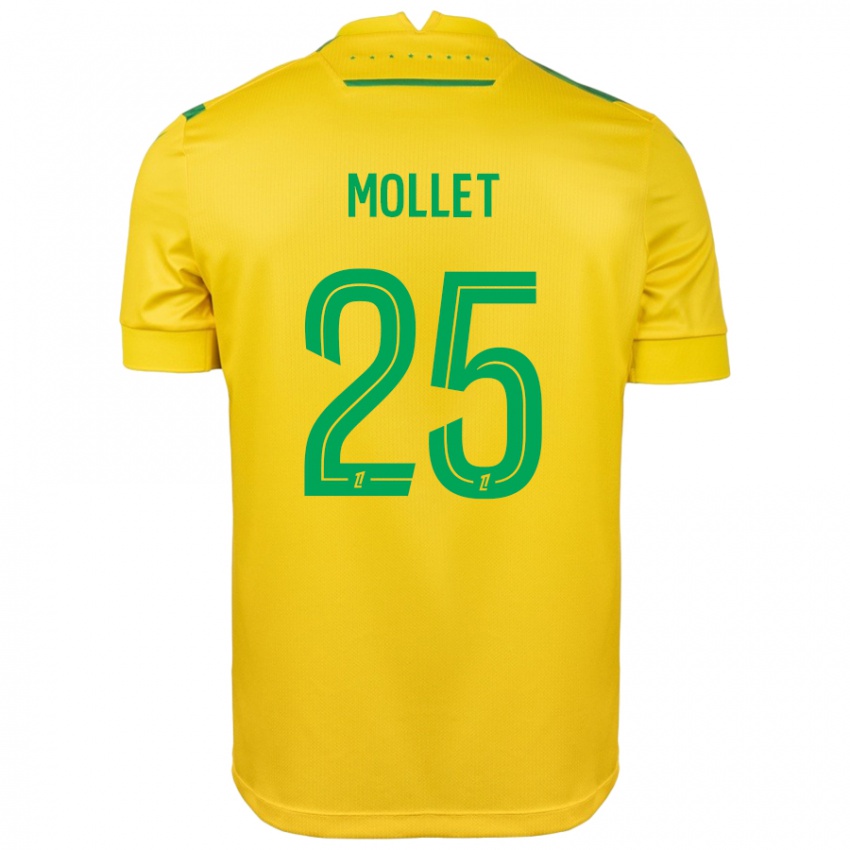 Niño Camiseta Florent Mollet #25 Amarillo Verde 1ª Equipación 2024/25 La Camisa Argentina