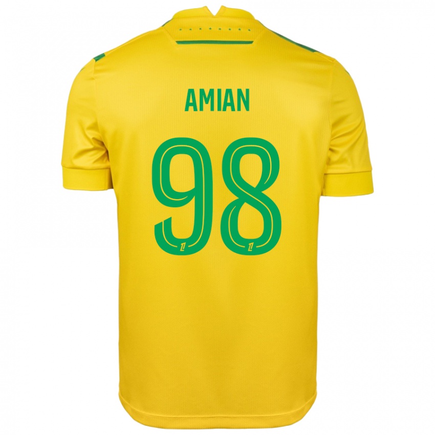 Niño Camiseta Kelvin Amian #98 Amarillo Verde 1ª Equipación 2024/25 La Camisa Argentina