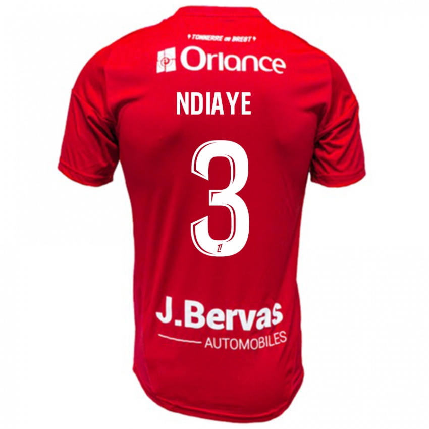 Niño Camiseta Abdoulaye Ndiaye #3 Rojo Blanco 1ª Equipación 2024/25 La Camisa Argentina