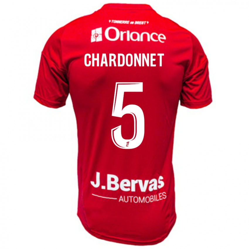 Niño Camiseta Brendan Chardonnet #5 Rojo Blanco 1ª Equipación 2024/25 La Camisa Argentina