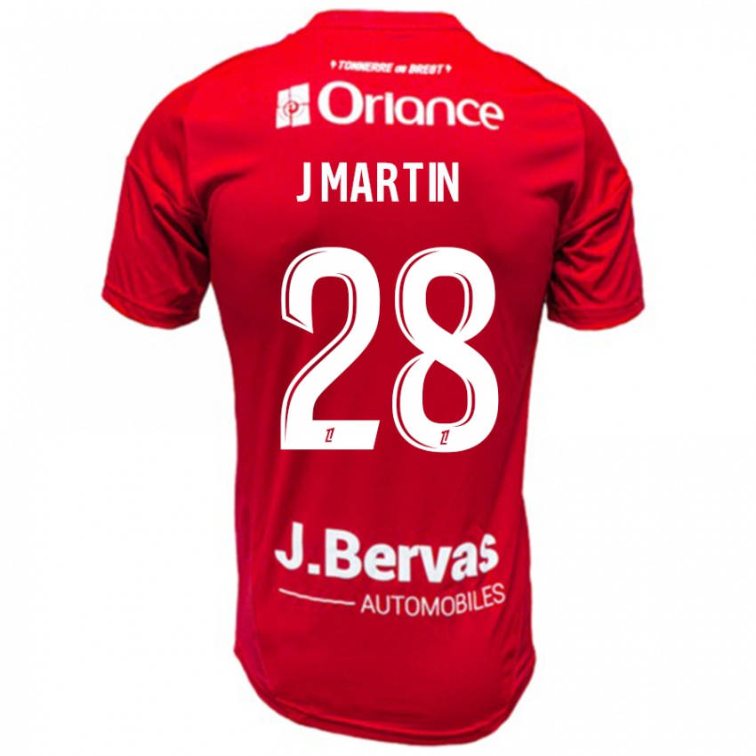 Niño Camiseta Jonas Martin #28 Rojo Blanco 1ª Equipación 2024/25 La Camisa Argentina