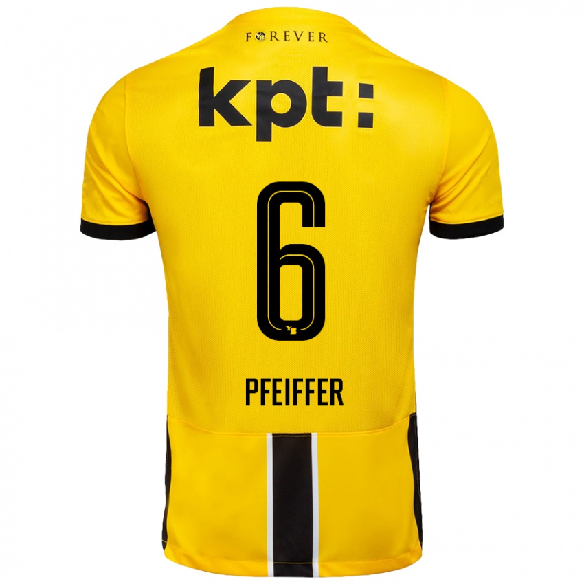 Niño Camiseta Patric Pfeiffer #6 Amarillo Negro 1ª Equipación 2024/25 La Camisa Argentina