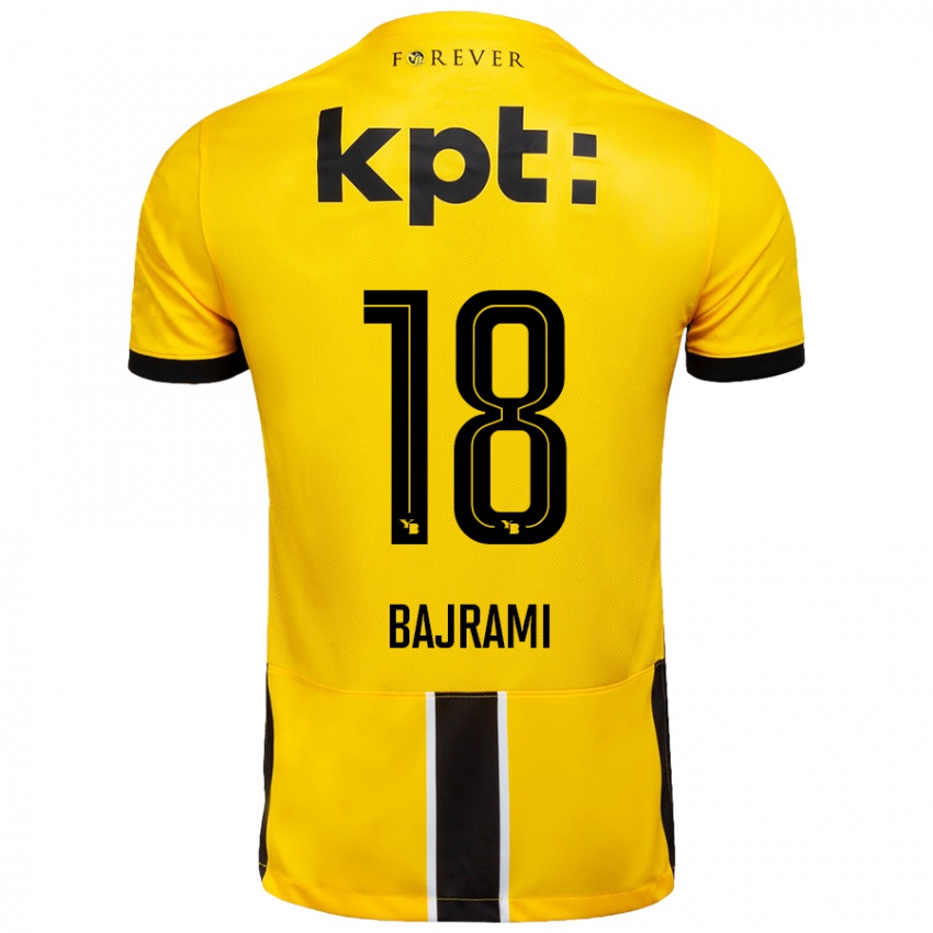 Niño Camiseta Ardian Bajrami #18 Amarillo Negro 1ª Equipación 2024/25 La Camisa Argentina