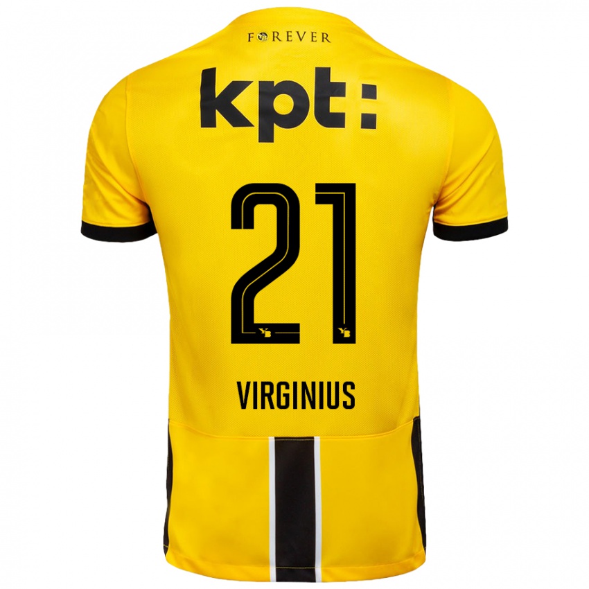 Niño Camiseta Alan Virginius #21 Amarillo Negro 1ª Equipación 2024/25 La Camisa Argentina