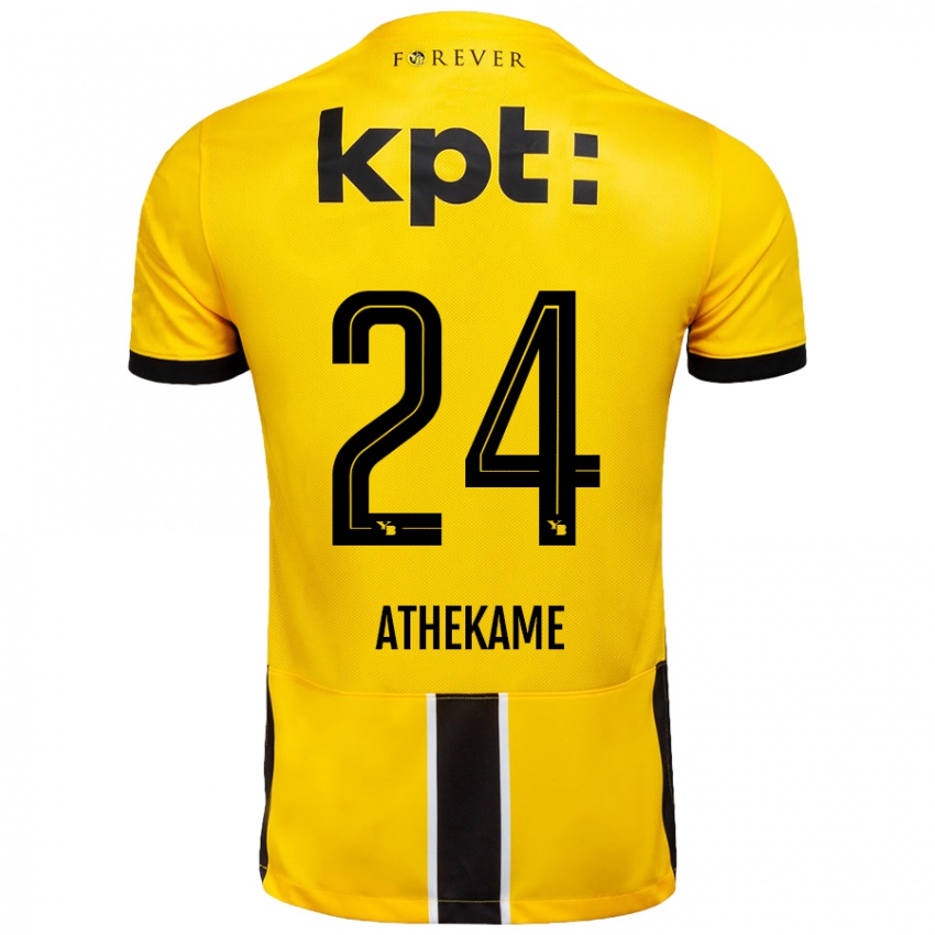 Niño Camiseta Zachary Athekame #24 Amarillo Negro 1ª Equipación 2024/25 La Camisa Argentina