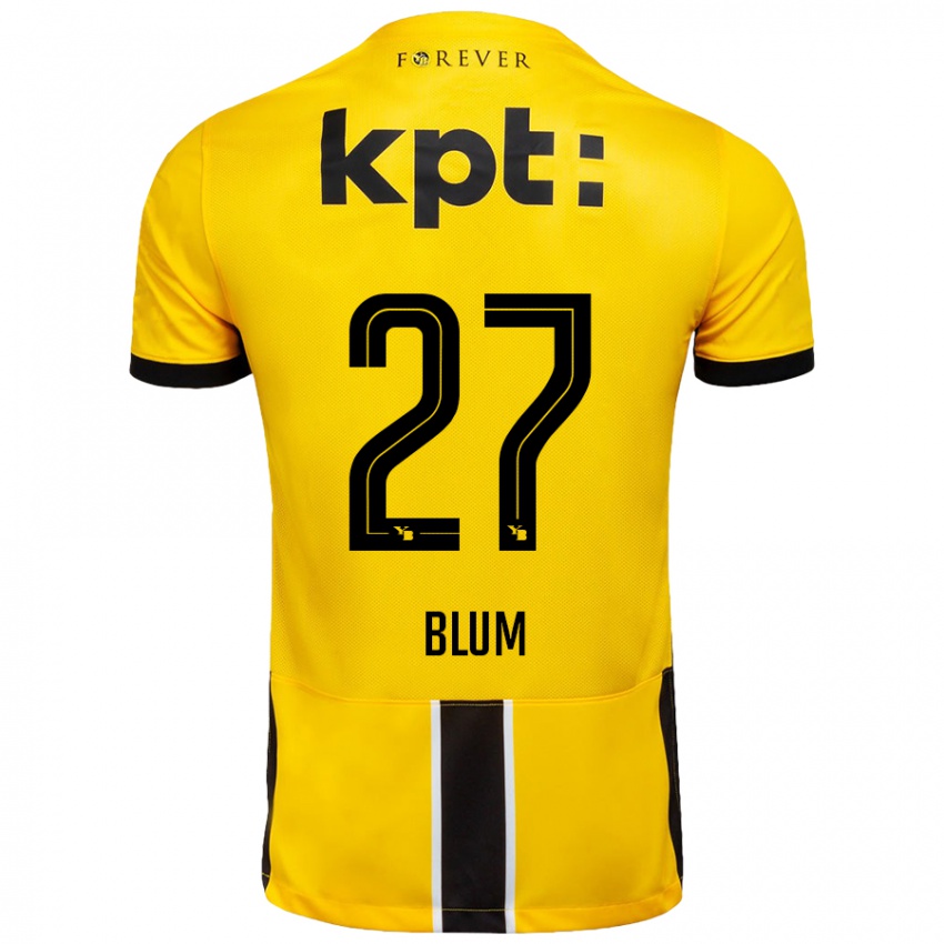 Niño Camiseta Lewin Blum #27 Amarillo Negro 1ª Equipación 2024/25 La Camisa Argentina