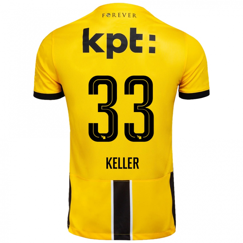 Niño Camiseta Marvin Keller #33 Amarillo Negro 1ª Equipación 2024/25 La Camisa Argentina