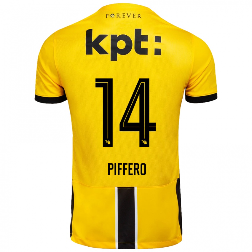 Niño Camiseta David Piffero #14 Amarillo Negro 1ª Equipación 2024/25 La Camisa Argentina