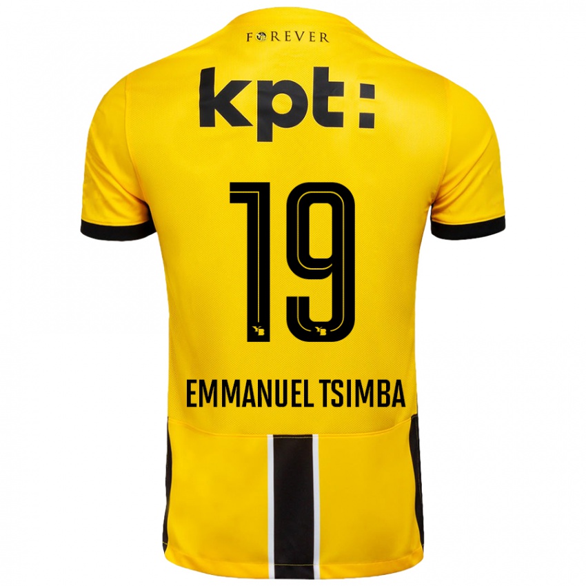 Niño Camiseta Felix Emmanuel Tsimba #19 Amarillo Negro 1ª Equipación 2024/25 La Camisa Argentina