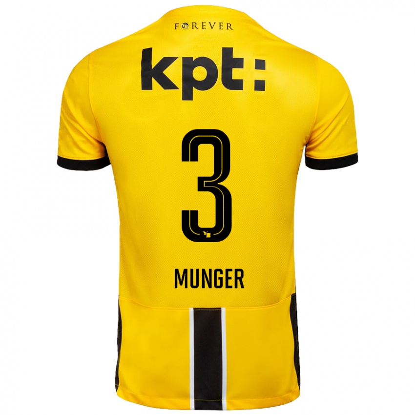 Niño Camiseta Noa Münger #3 Amarillo Negro 1ª Equipación 2024/25 La Camisa Argentina